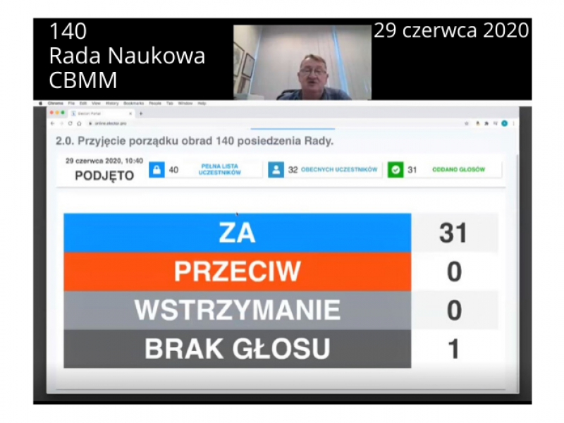 29 czerwca 2020 roku odbyło się 140 posiedzenie Rady Naukowej Centrum on-line