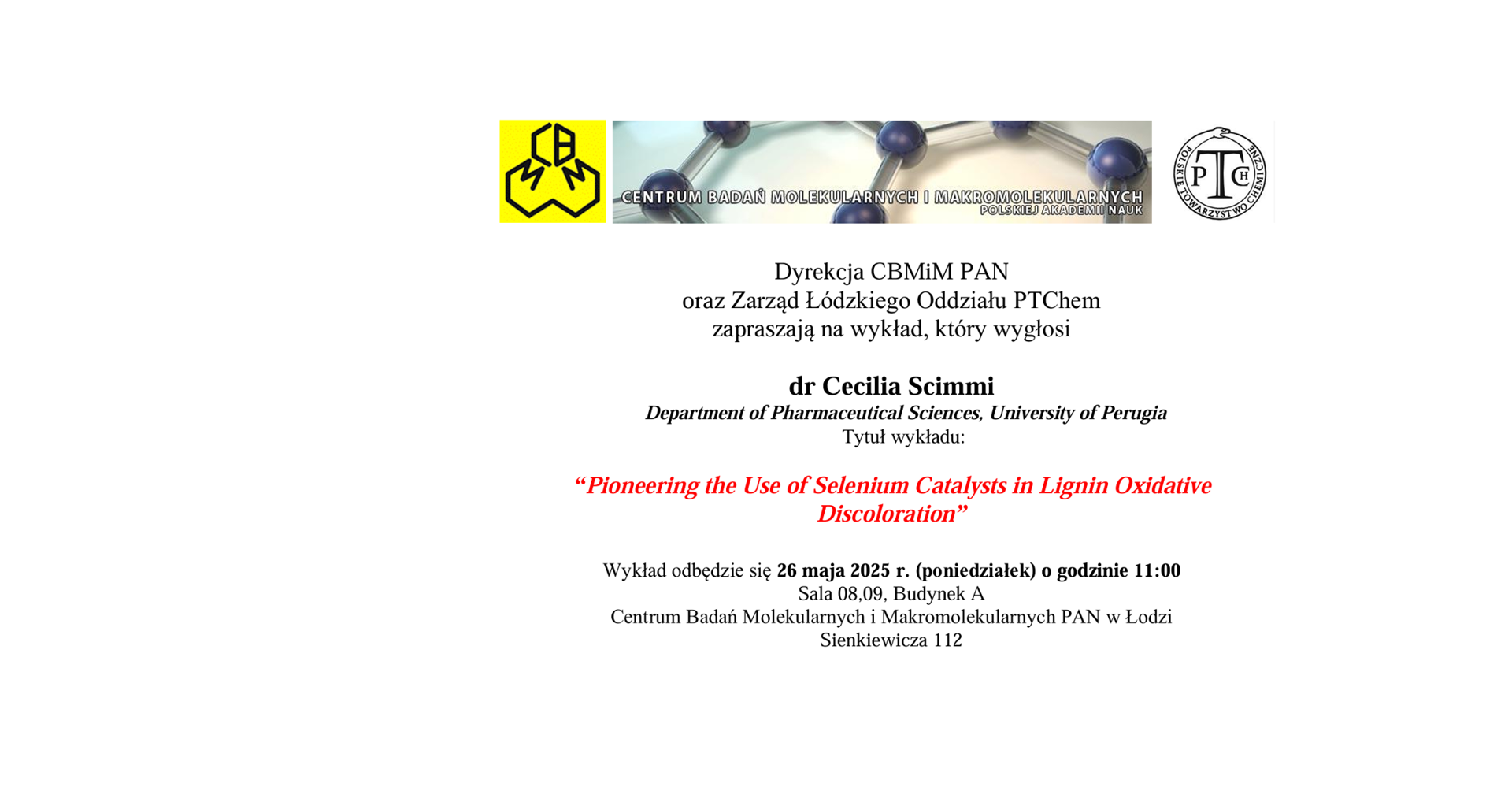 Wykład dr Cecilii Scimmi z  Department of Pharmaceutical Sciences, University of Perugia