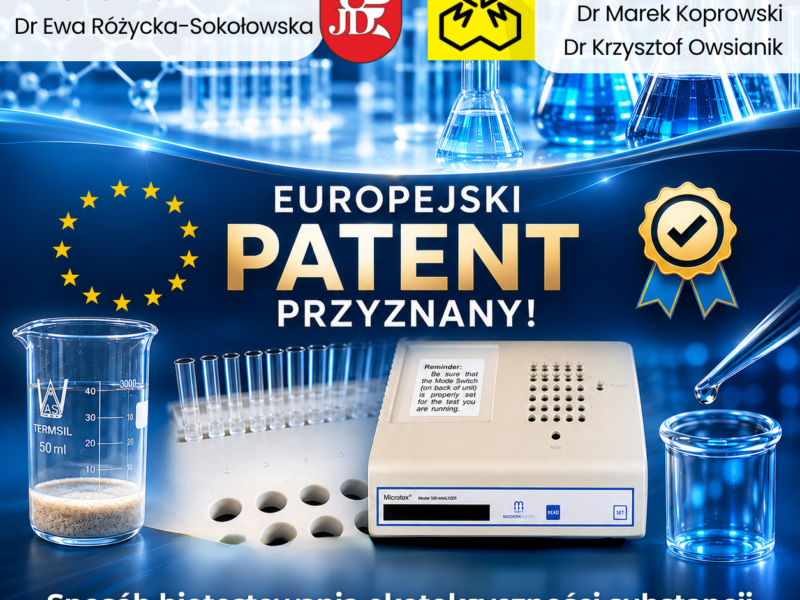 Patent europejski dla zespołu współtworzonego przez naukowców Centrum Badań Molekularnych i Makromolekularnych