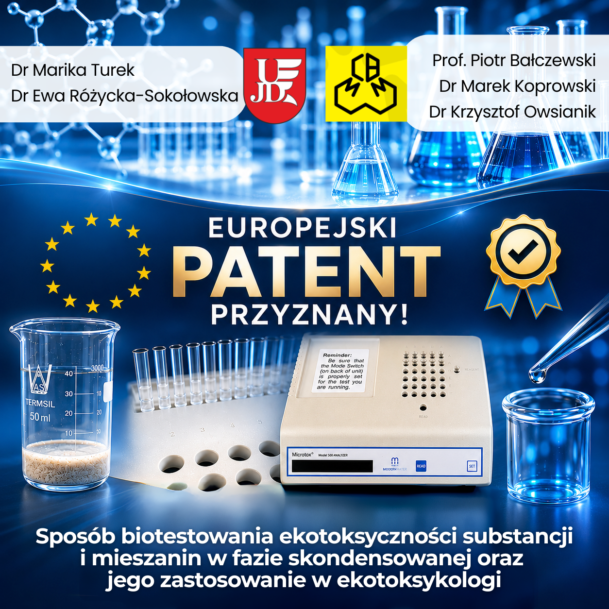 Patent europejski dla zespołu współtworzonego przez naukowców Centrum Badań Molekularnych i Makromolekularnych